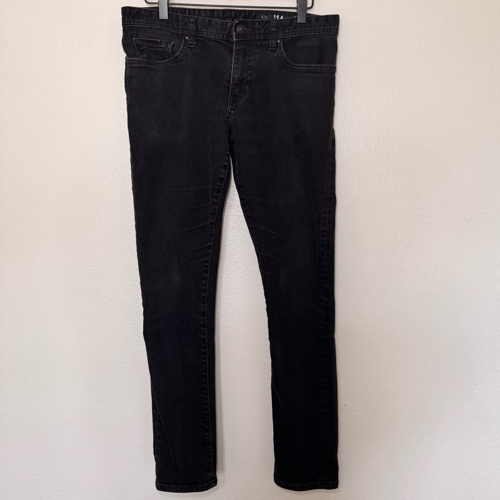 Armani Exchange A|X J14 Skinny Jeans Mens 32 Black Stretch Denim Slim Fit
